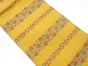 横段に亀甲・七宝模様織出し名古屋帯